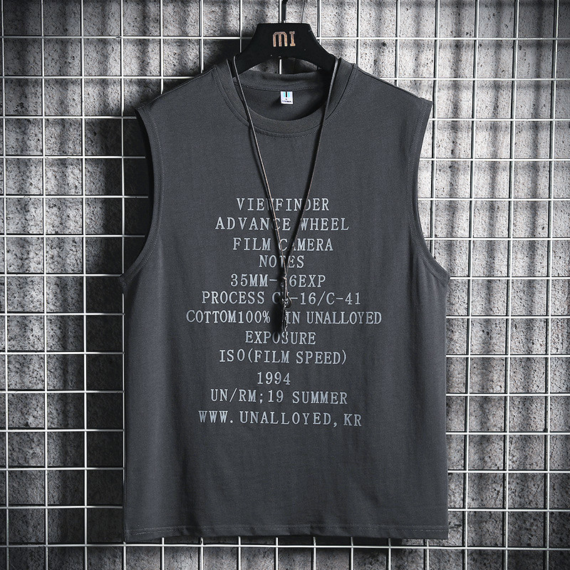 夏季新款男式纯棉圆领无袖背心 时尚潮流亲肤透气男士运动背心t恤|ms