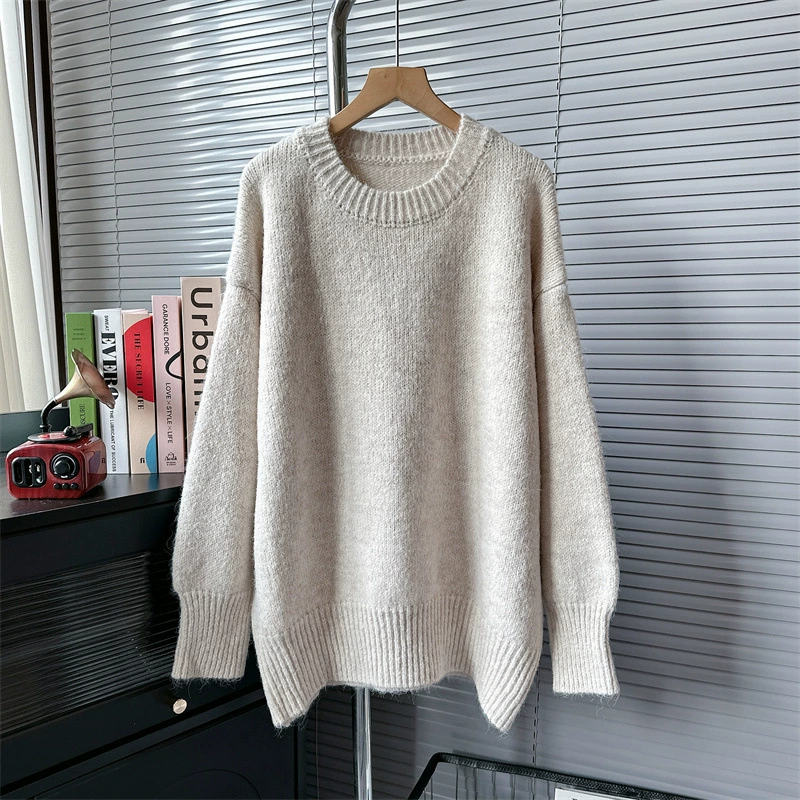 Трикотаж в европейском ленивом стиле для женщин на осень и зиму, новый свободный пуловер в корейском стиле с длинными рукавами, нежный мягкий восковой трикотажный топ