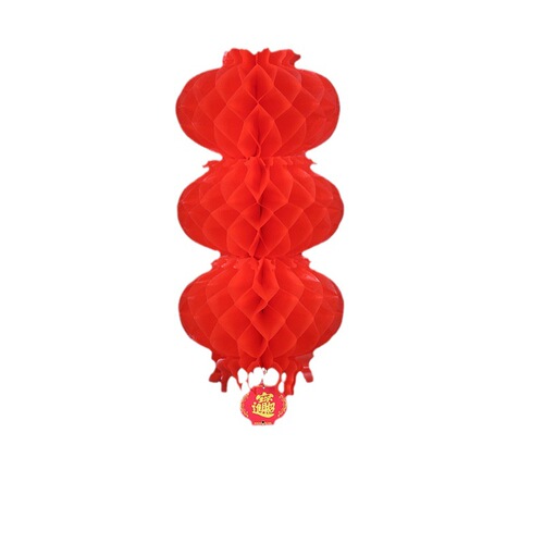 Plastic paper linked lanterns for Spring Festival decoration, festive red lanterns, plastic paper lanterns, foldable honeycomb, wedding supplies wholesale