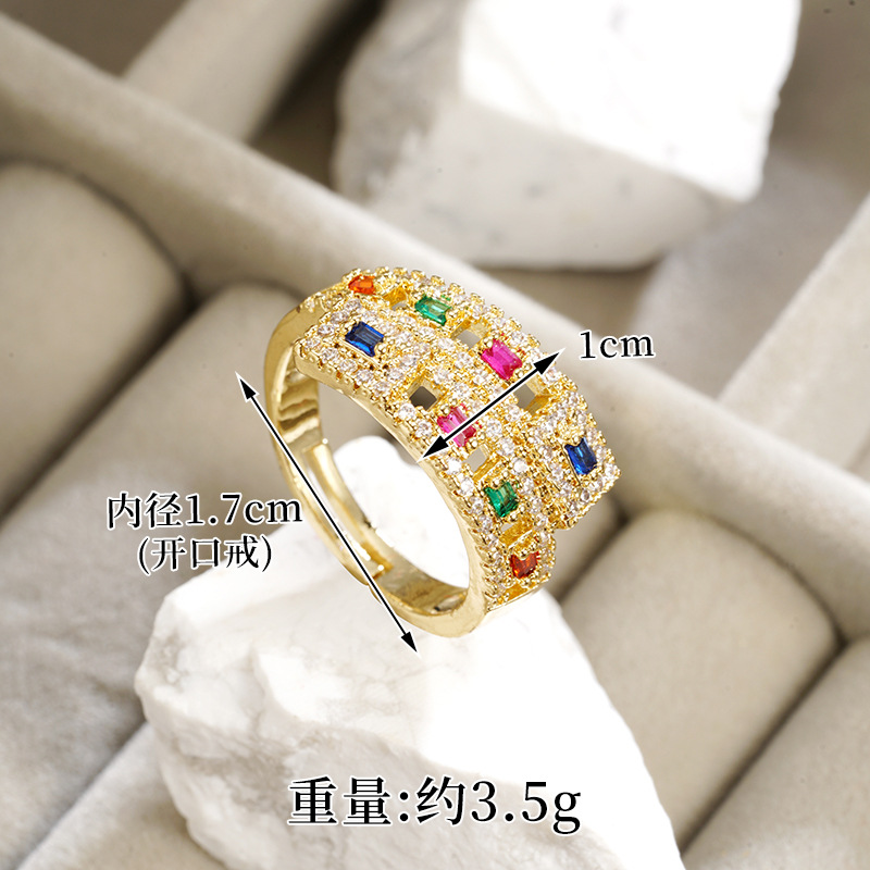 Anillo de doble capa de zircon de color j23901