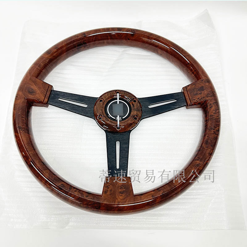 Factory direct car modification universal ABS imitation mahogany steering wheel 14 inch 350mm flat retro steering wheel