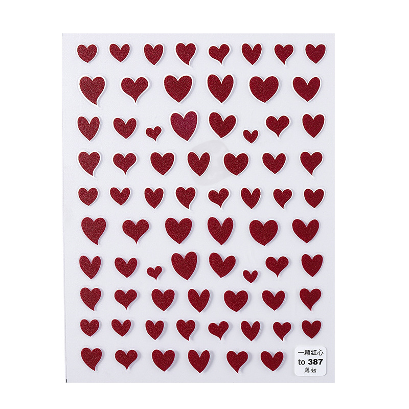 Estrella blanca 3D con adhesivo japonés 3D que no se desvanece Popular en línea celebridad amor uñas pegatinas vino rojo melocotón corazón