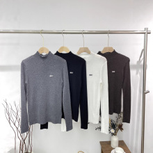 南油高端女装25早秋新款ce高领修身百搭打底衫纯色长袖T恤上衣潮