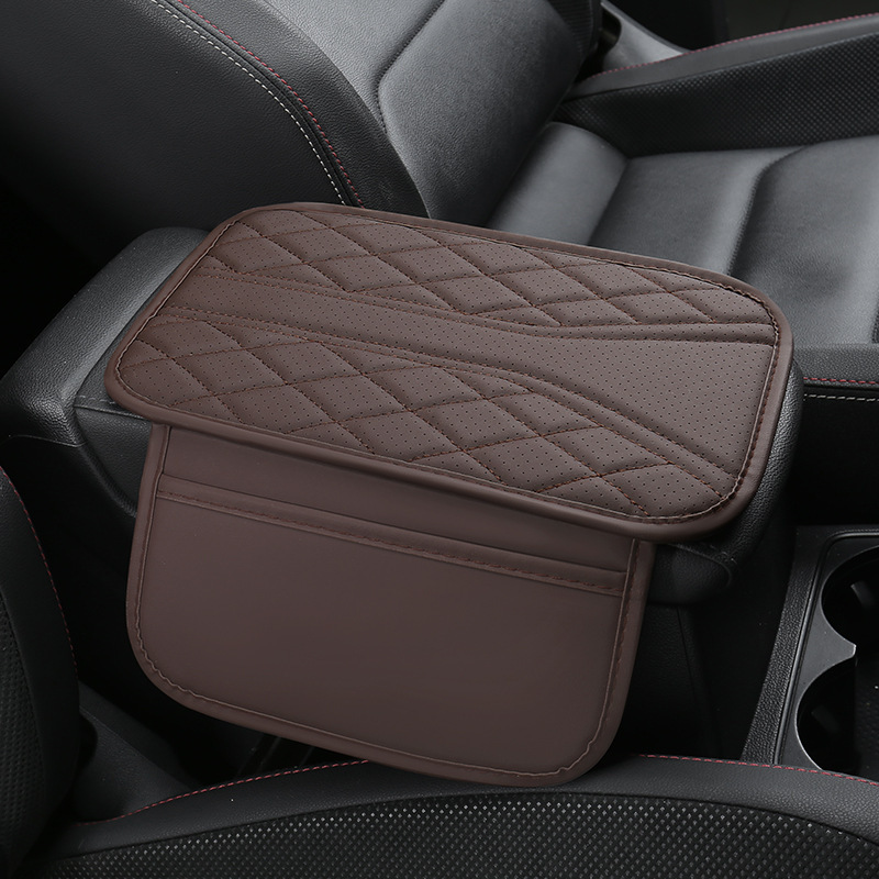 Car Armrest Box Mat, Non-Slip and Wear-Resistant Full Leather Protective Mat, Storage Bag, Nappa Nappa Leather, Cross-Border Hot-Selling Item