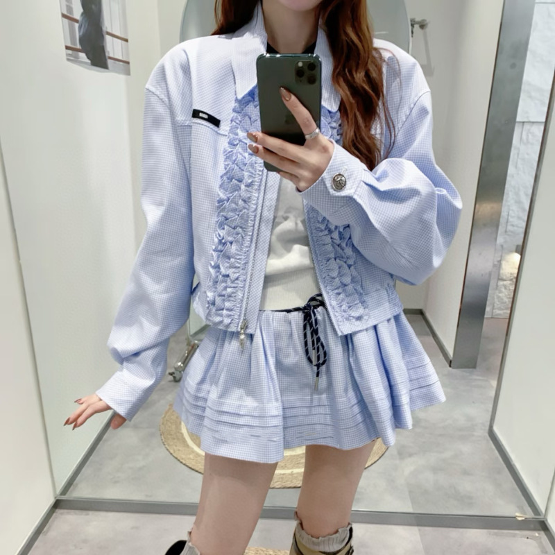 Miu Series "Shenzhen Nanyou" Ruffled Edge Set Youthful Versatile Jacket + Skirt for Petite Sizes 2026 Miu Series "Shenzhen Nanyou" Ruffled Edge Set Youthful Versatile Jacket + Skirt for Petite Sizes 2026