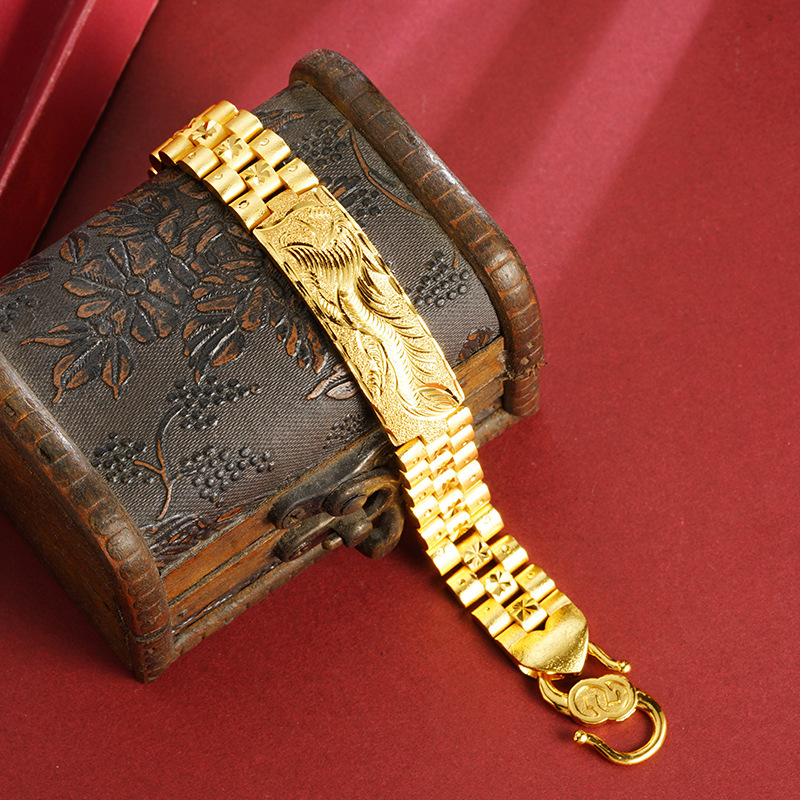 Vietnamese Sand Gold Dragon Pattern Bracelet for Men, Boss Chain, Domineering Retro Elegant, Yiwu Jewelry, Hand Accessories, Long-Lasting Color