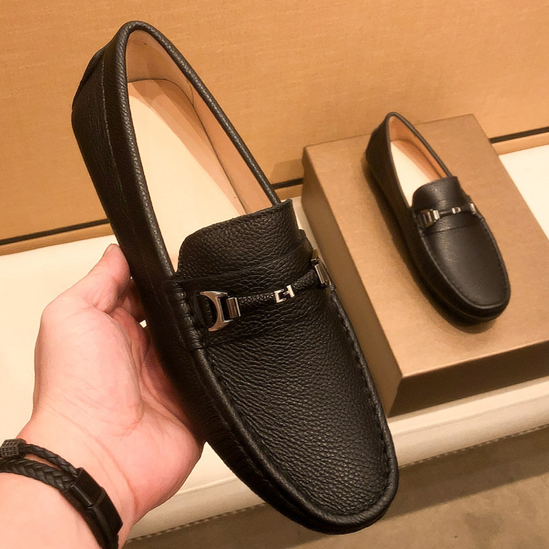 男士豆豆鞋官方旗舰店2025新款春季商务休闲一脚蹬皮鞋男真皮软底