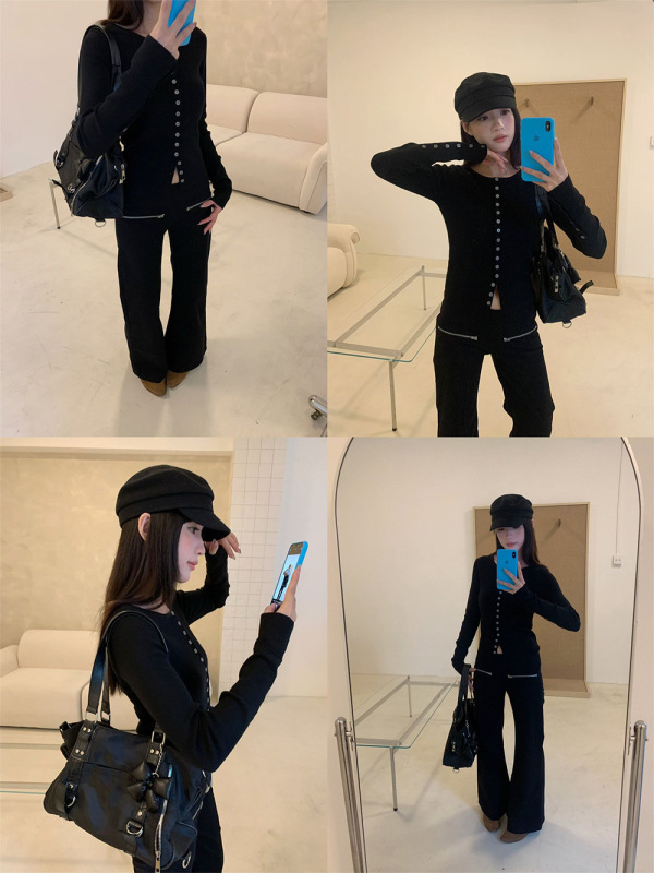 誉一新款2025秋季高级感长袖针织衫女百搭修身显瘦上衣开衫c1308|undefined
