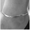 Silver flat snake anklet