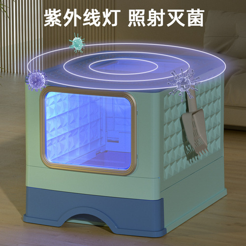Pet enclosed folding cat litter box extra large fully enclosed cat toilet cat supplies dog cleaning wholesale