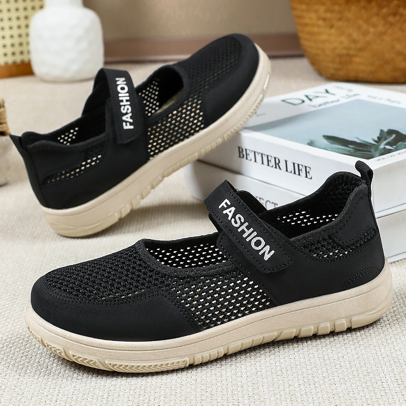 Zapatos de mujer nuevos zapatos de velcro, zapatos casuales de malla transpirables, zapatos ligeros huecos, zapatos de mujer cómodos con suela suave. image 4