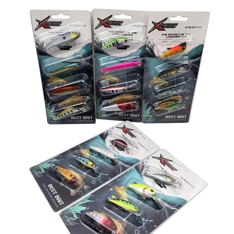Minopopaluya cebo conjunto de cebo falso de 4 a 8 cm de estilo de equipo de pesca con combinación de colores