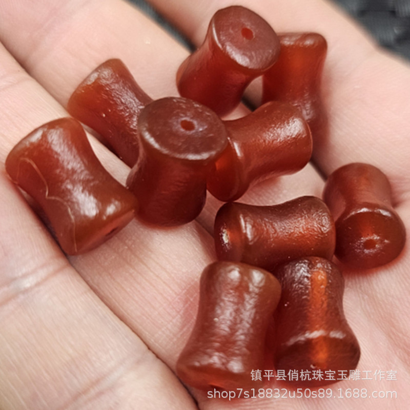 Red Agate Bamboo-Shaped Loose Beads, Red Jasper High-Quality Barrel Beads for Bracelets, Necklaces, and Jewelry