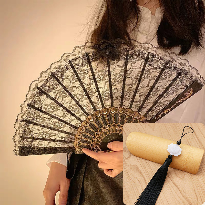 Abanico Plegable de Encaje de Plástico, Estampado, para Danza image 15