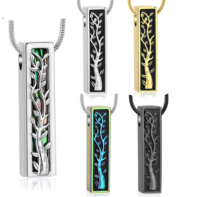 Популярный квадратный флакон для духов из нержавеющей стали с подвеской в виде дерева жизни, открывающийся, для хранения праха любимого питомца