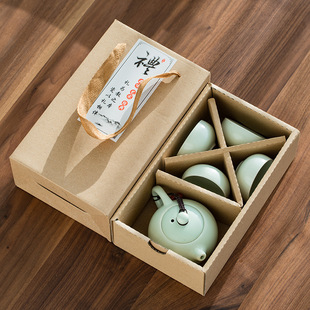 Ceramic Dingyao Tea Set Kung Fu Teapot Teacup One Pot Two Cups Four Cups XiShi Pot Printed logo Home Small