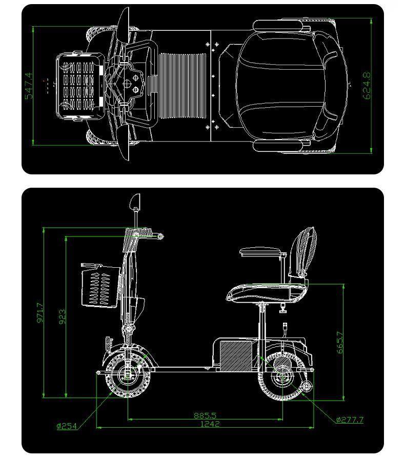 High-End Smart Four-Wheeled Foldable Double-Seater Electric Scooter for Disabled People and Elderly People