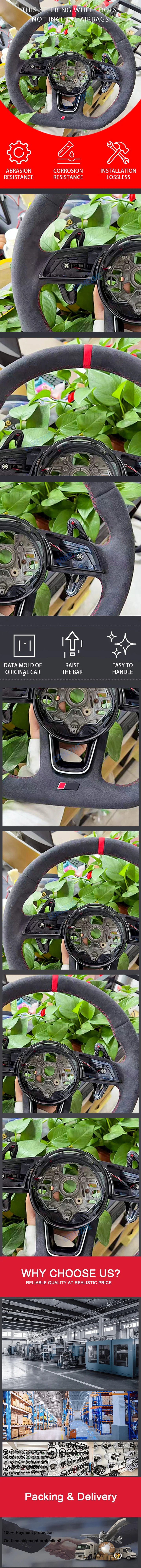Suitable for Audi RS3 RS4 RS5 A3 A4 B9 A5 S4 2017-2021 full suede steering wheel