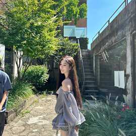 甜辣条纹蝴蝶结法式连衣裙新款显瘦气质蓬蓬短裙春季清新可爱简约