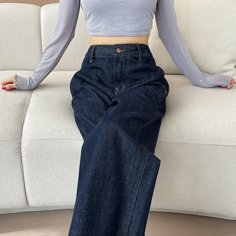 Professional Wholesale Pants Jeans Wide Leg Pants Women's Blue Straight High Waist Slim Casual Jeans Women A1627