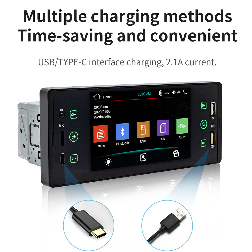5 inch single ingot Apple wireless carplay HD touch screen reversing image priority car Bluetooth MP5 player