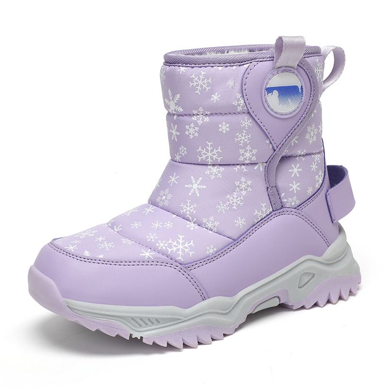 Botas de nieve para niños otoño-invierno 2025 nuevas botas de algodón para niños con terciopelo grueso calentado zapatos de algodón impermeables mareas