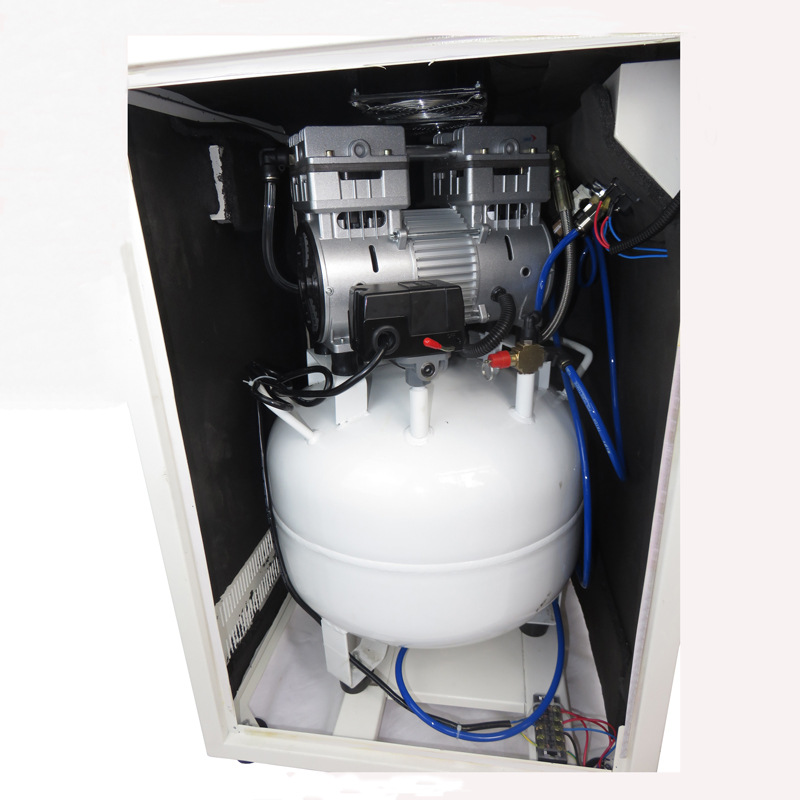 El compresor de aire de caja es un compresor de aire sin aceite y bajo ruido, una bomba de aire para laboratorio dental, un remolque y dos 32l. image 2