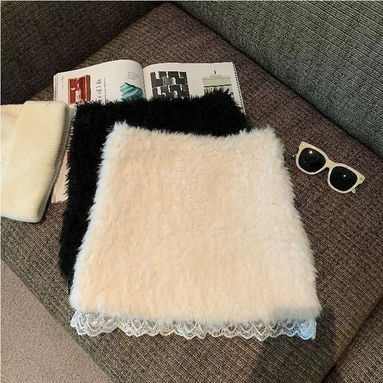 Осенняя и зимняя пушистая юбка с ягодичной юбкой