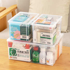 家用透明塑料掀盖式收纳箱多规格大容量口罩药物药品便携医药箱