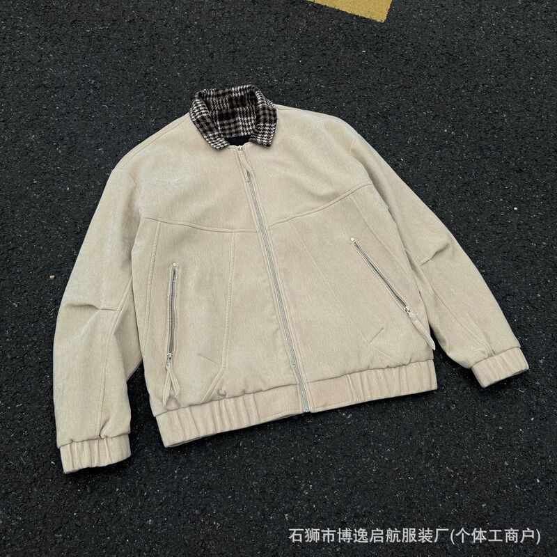 宋先生春季新款日系复古纯色灯芯绒外套潮流中性高街休闲夹克衫潮|undefined