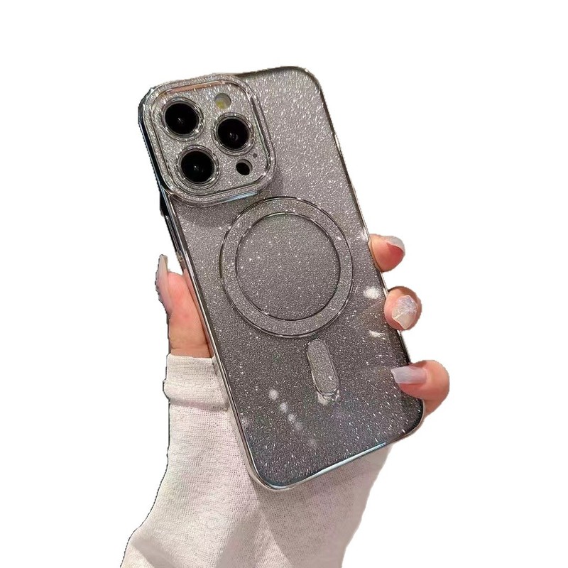 iPhone15proMAXに適した新しいモデルグリッターグラデーション磁気充電携帯電話ケースApple 13オールインクルーシブ落下防止|undefined