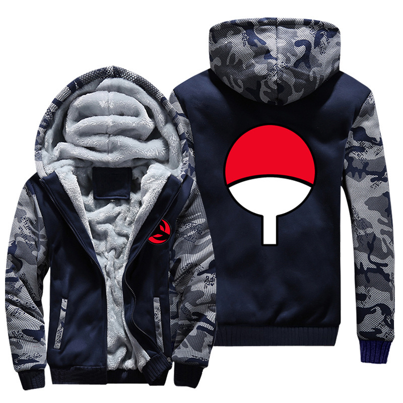 动漫 火影忍者 衣服 连帽卫衣 宇智波卡卡西写轮眼 加绒加厚外套