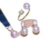 Accessory, helmet from pearl, set, earrings, pendant, ring, silver 925 sample