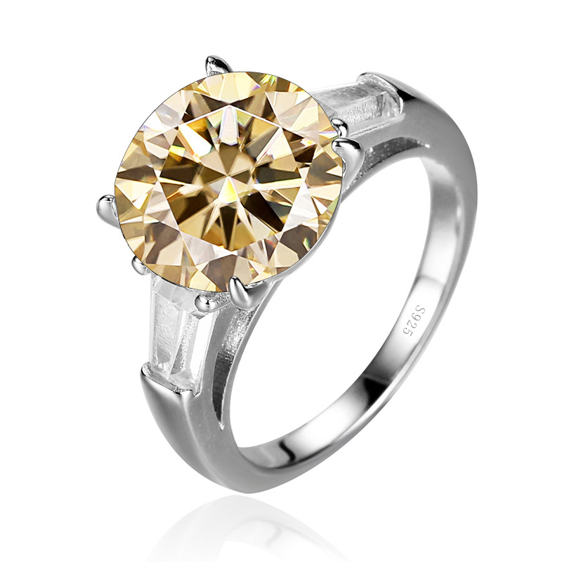 S925 plata de lujo de oro de 18 quilates de 5 quilates D anillo de piedra de moissanita en stock