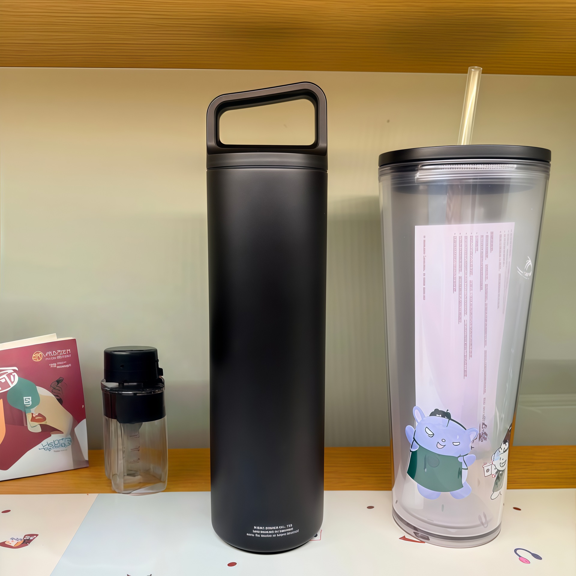 新款星星库米联名可爱卡通双层吸管杯不锈钢杯节日送礼便携保温杯