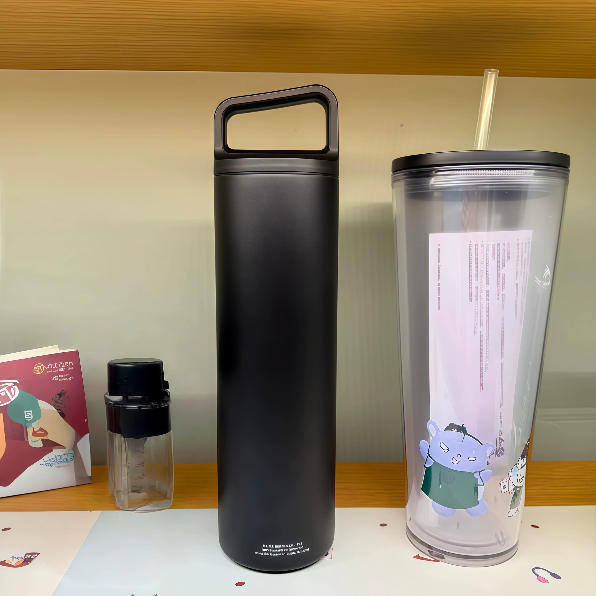 Cartoon double-layer handheld glass stainless steel