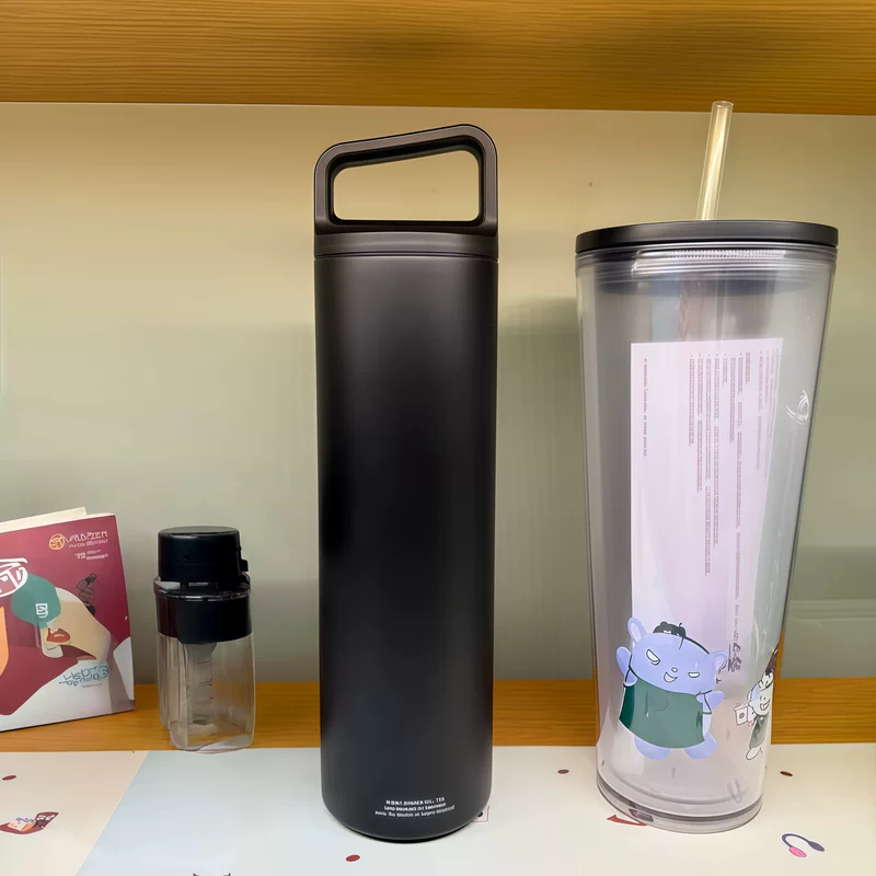 Cartoon double-layer handheld glass stainless steel