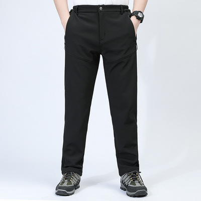 廠家直銷跨境沖鋒褲 軟殼褲男款加肥加大碼戶外登山防風防水保暖