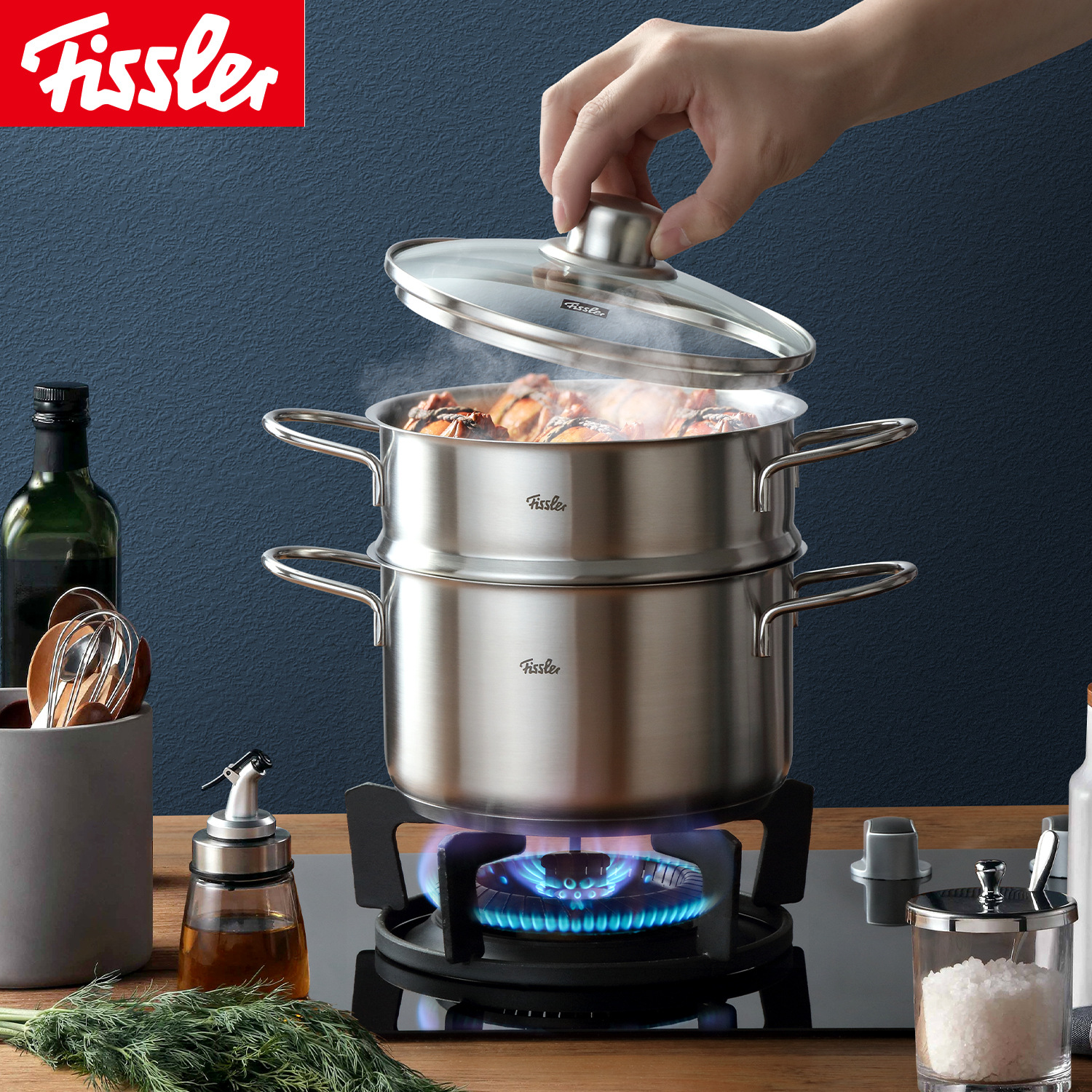 Fissler Fissler Binaural Soup pot Steamers Germany Soup pot Stainless steel Soup pot steamer suit