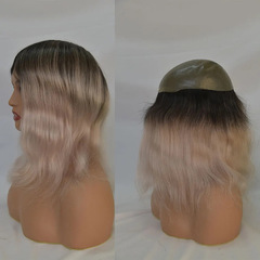 PU0.06-0.08 1btgrey欧米の女性の髪の塊の真人のかつらhair toupeeの現物