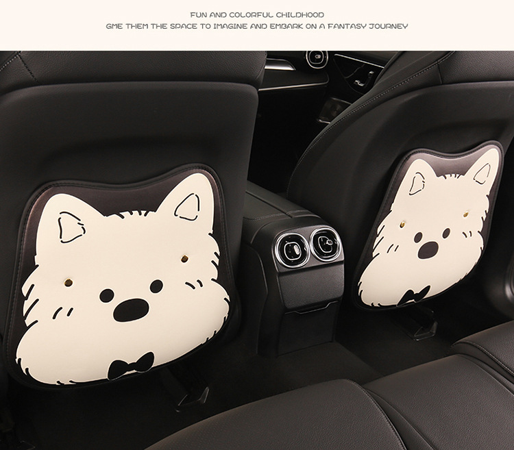 West Highland Car Anti-Kick Pad Cartoon Cute Kidsren's Seat Back Anti-Scratch Pad Universal Decorative Rear Seat Back Anti-Kick
