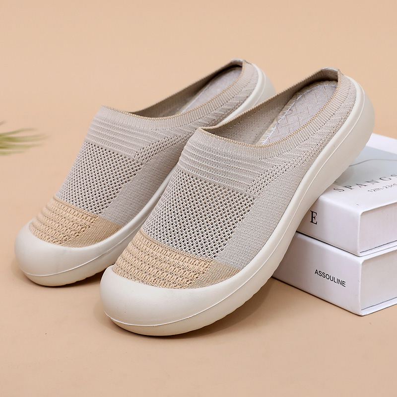 Women's Summer New Fashion Breathable Versatile Non-Slip Wear-Resistant Round Toe Slip-On Shoes Half Slippers_vogvips.com