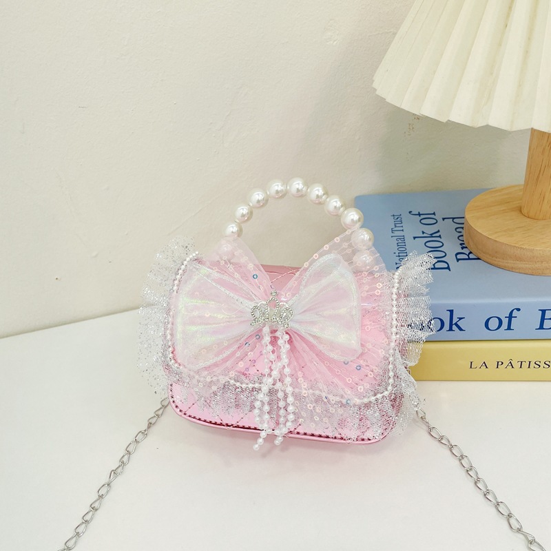 Longo Grace arco bolso de hombro de niñas cambio bolso de mochila de moda bolso infantil nuevo bolso de perlas de niñas