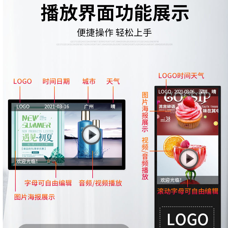 Lifan 32 pulgadas pared Android pantalla táctil LCD publicitaria tienda de té colgante reproductor de alta definición de red