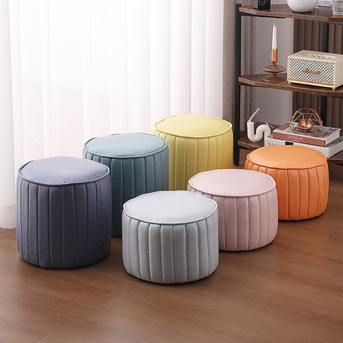 Wholesale Technology Fabric Small Stool Household Children Low stool Living Room Sofa Footstool Coffee Table Soft Seat Round Stool Leather Stool