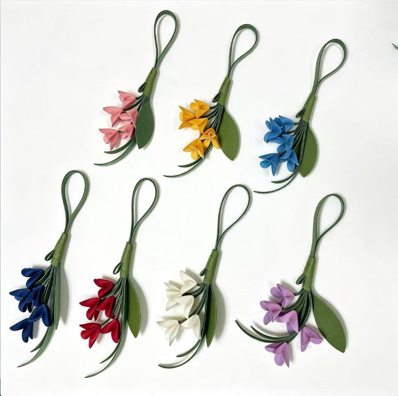 Fashionable and Popular New European and American Style Golden Osmanthus Keychain Pu Cute Bag Pendant High-End Accessory