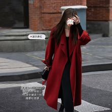 秋冬季中长款过膝双面绒毛呢外套女上档次洋气新款小个子呢子大衣