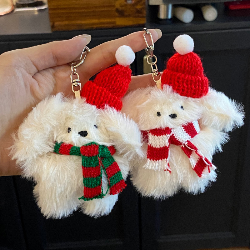 Cute Rabbit Plush Metal Christmas Women's Bag Pendant Keychain display picture 1