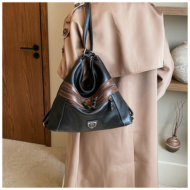 Femeii geantă de mână de umăr dublu Crossbody geantă de mână de mare capacitate geantă de mână retro cu un umăr la subraț_voghion.com