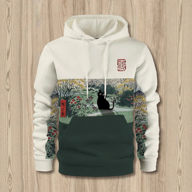 2025 Autumn and Winter New Men's Sweatshirt Japanese Harajuku Fashion Casual Sports Sweatshirt Anime Beast Pattern Autumn and Winter